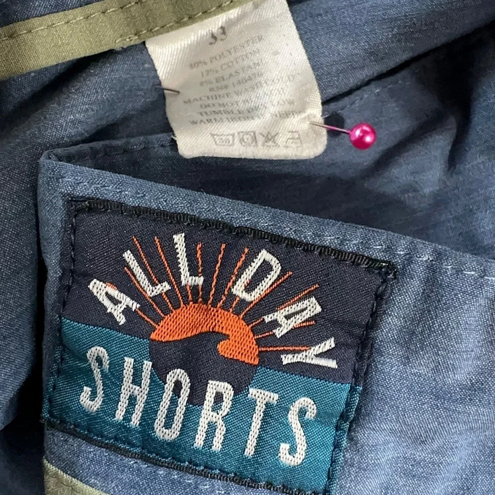 Faherty All day Shorts Mens Sz 33 Blue Drawstring Chino Stretch Casual Pockets